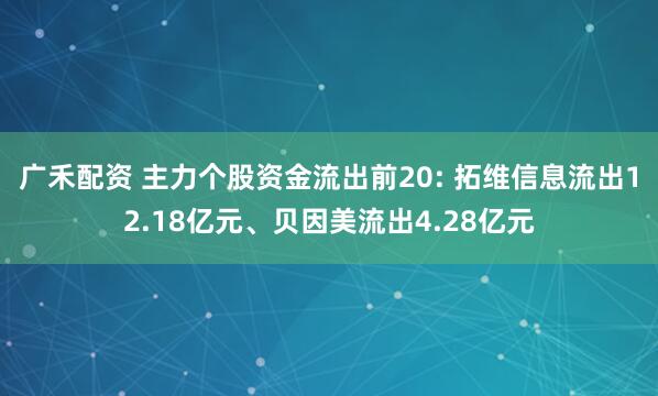 广禾配资 主力个股资金流出前20: 拓维信息流出12.18亿元、贝因美流出4.28亿元